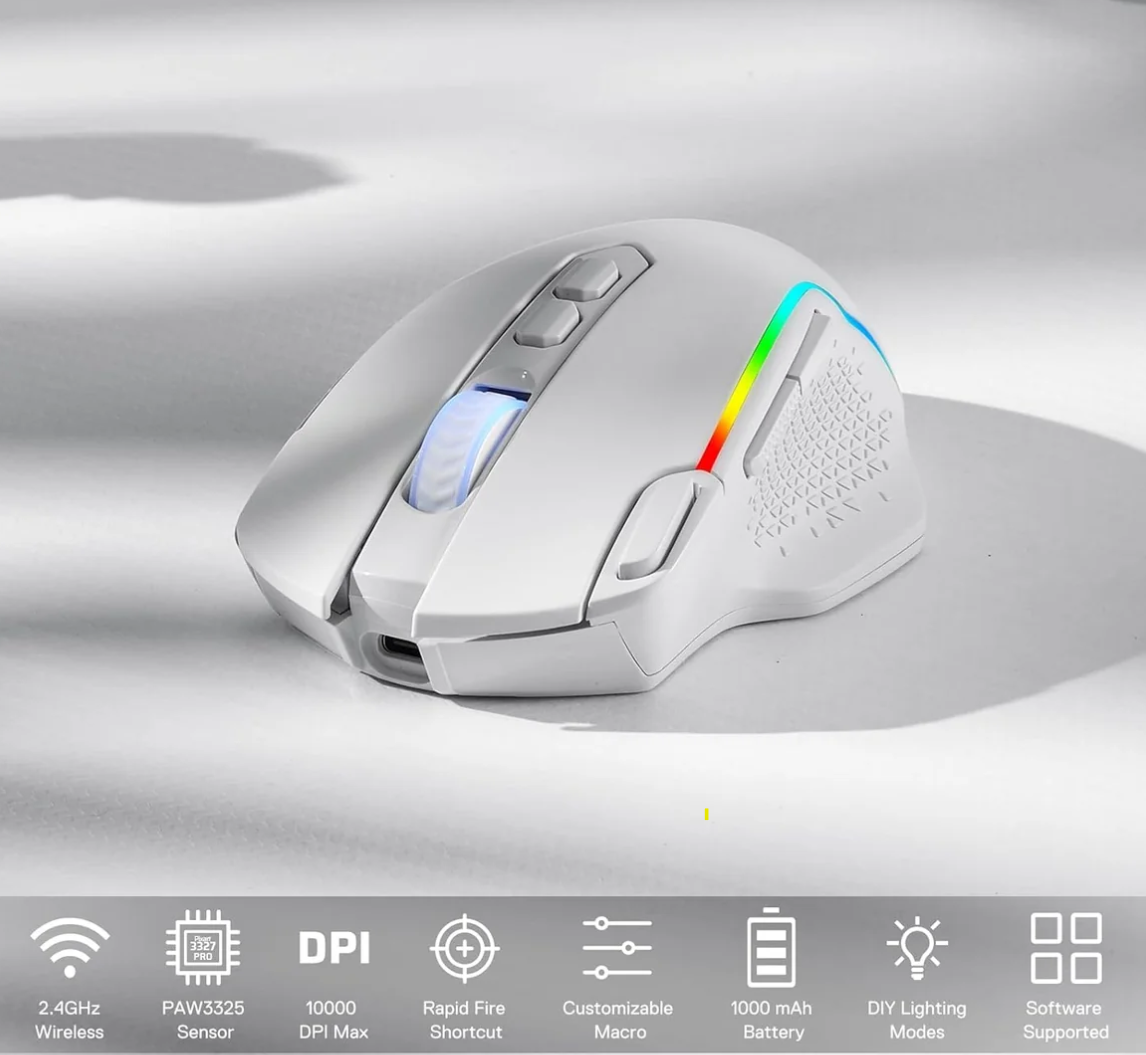 110 Taipan Pro M810 PRO RGB Wired And Wireless Mouse (White) - Image 3