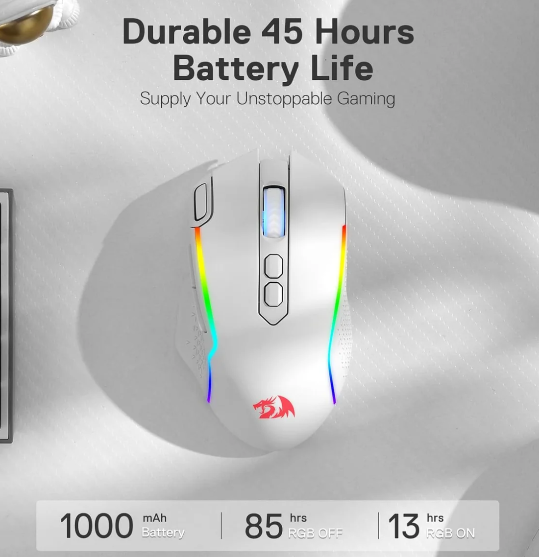 Taipan Pro M810 PRO RGB Wired And Wireless Mouse (White) - Image 2