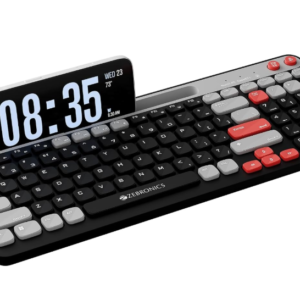 Zebronics Keypad X3 Wireless Keyboard, 102 Keys, 12 Multimedia Keys, 2.4GHz + BT, UV Coated Keycaps, Mobile & Tablet Holder, ₹ Rupee Key, Retractable Stand, USB Nano Receiver (Midnight Black)