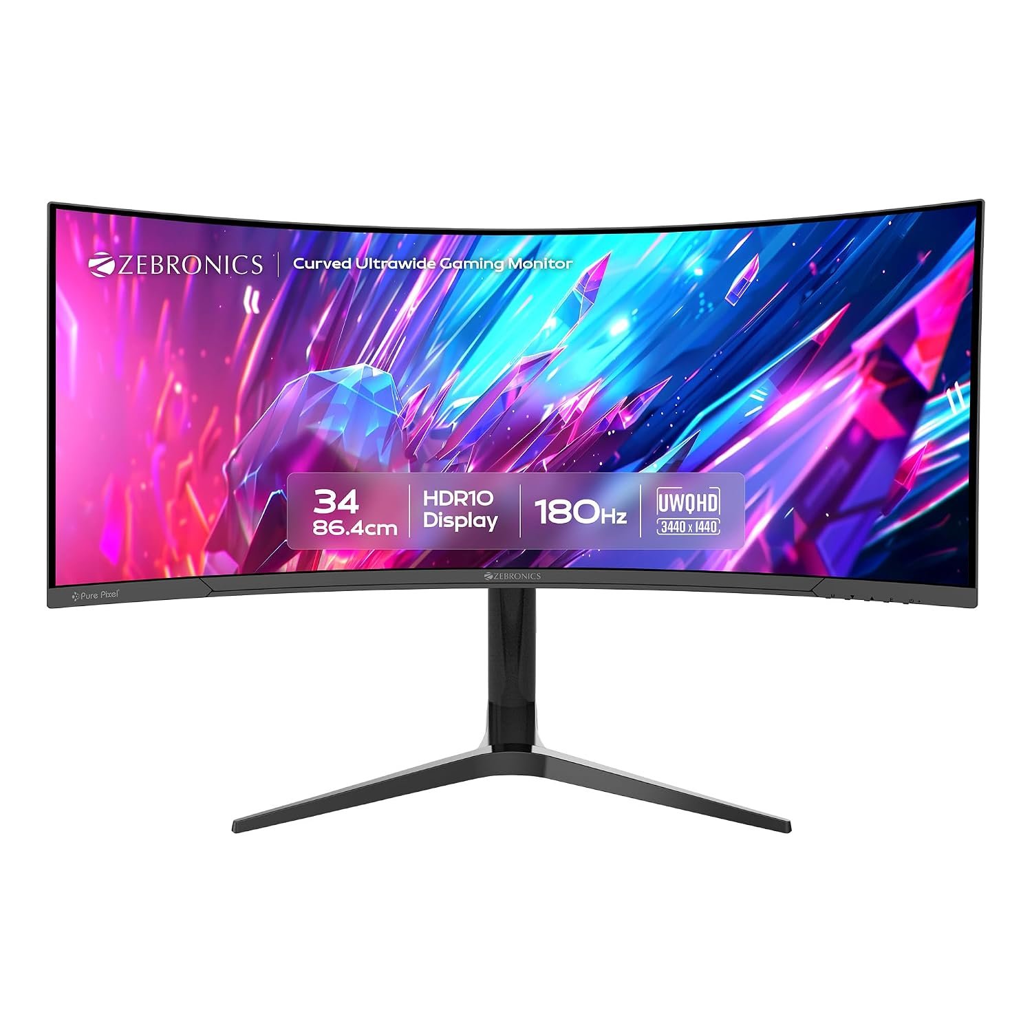 Zebronics PA234 34 Inch 1500R Curved Ultrawide Gaming Monitor, UWQHD 3440x1440,