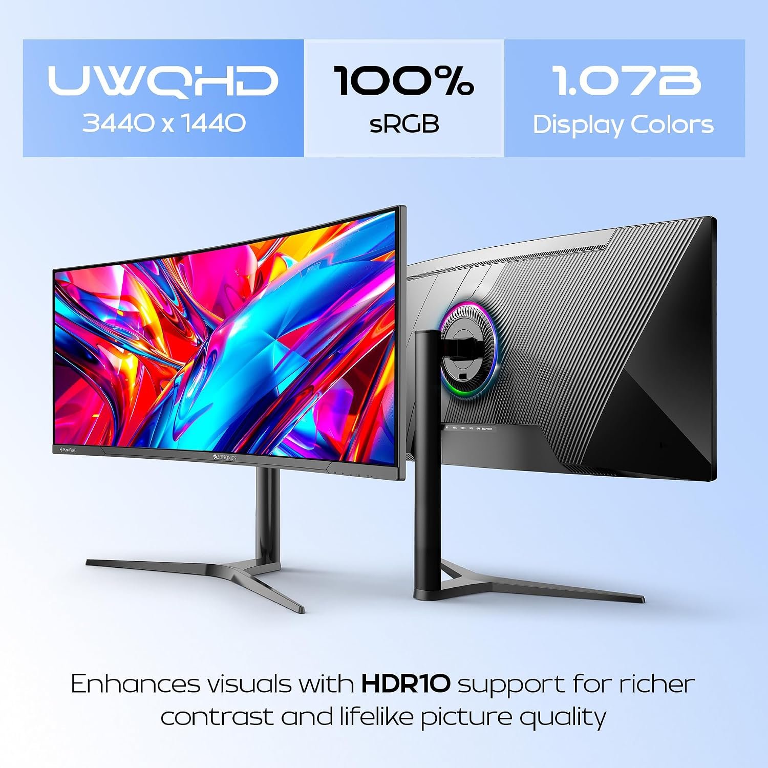 Zebronics PA234 34 Inch 1500R Curved Ultrawide Gaming Monitor, UWQHD 3440x1440, - Image 8
