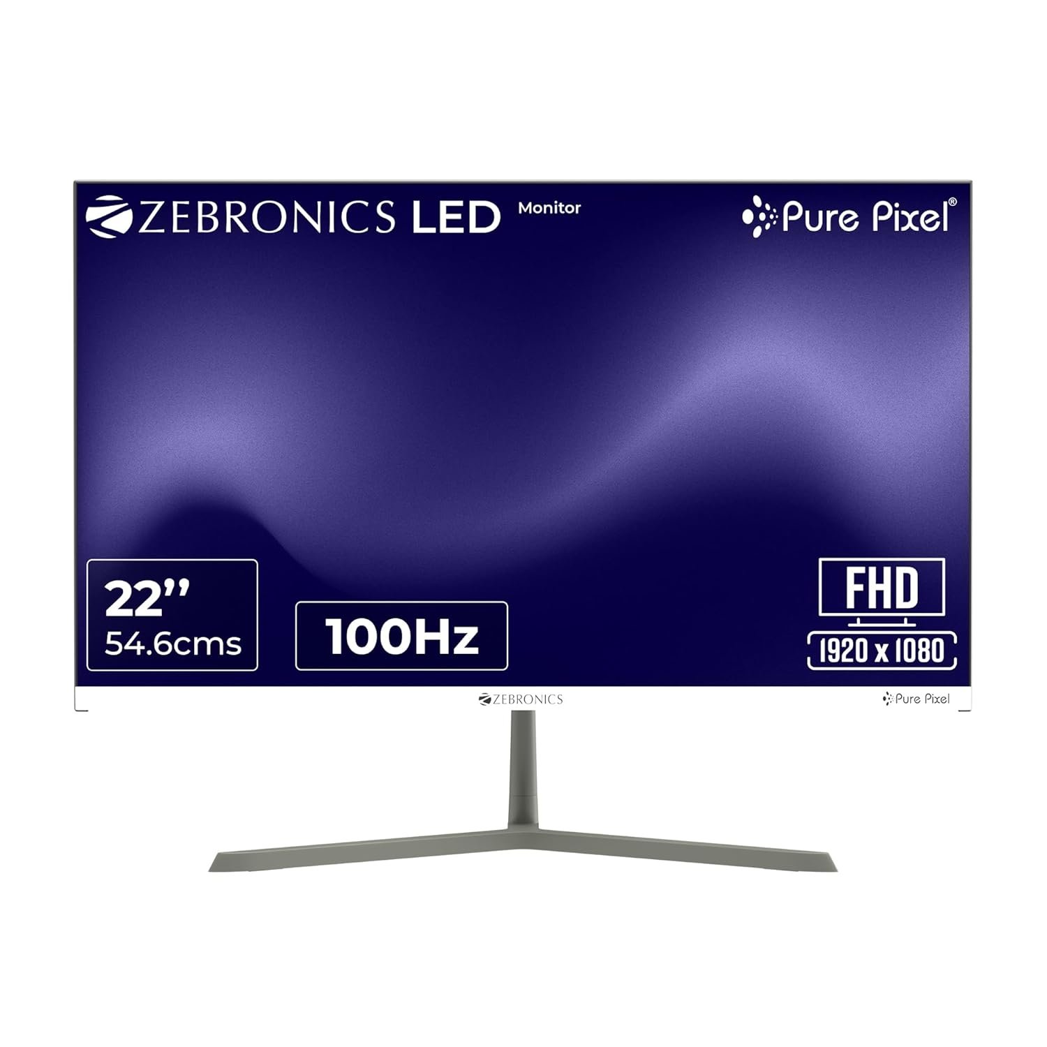 Zebronics Full HD LED Monitor, 21.5 Anti-Glare Screen, 100Hz Refresh Rate, Ultra Slim, Bezel-Less Display, 250nits Brightness, HDMI & VGA, Wall Mountable (A122) - Image 2