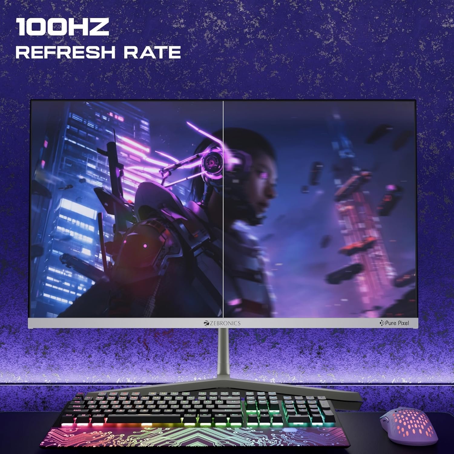 Zebronics Full HD LED Monitor, 21.5 Anti-Glare Screen, 100Hz Refresh Rate, Ultra Slim, Bezel-Less Display, 250nits Brightness, HDMI & VGA, Wall Mountable (A122) - Image 7