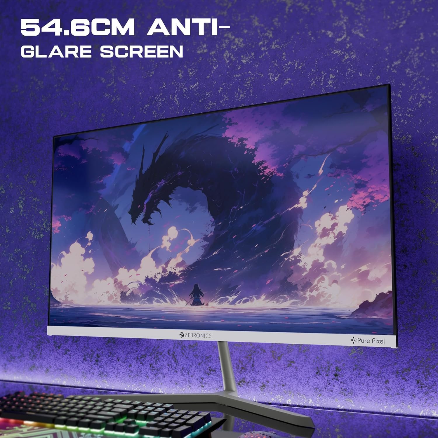 Zebronics Full HD LED Monitor, 21.5 Anti-Glare Screen, 100Hz Refresh Rate, Ultra Slim, Bezel-Less Display, 250nits Brightness, HDMI & VGA, Wall Mountable (A122) - Image 6