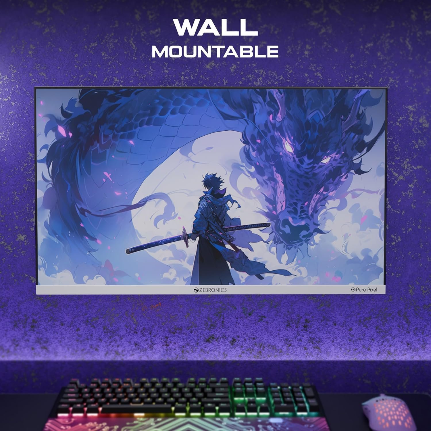 Zebronics Full HD LED Monitor, 21.5 Anti-Glare Screen, 100Hz Refresh Rate, Ultra Slim, Bezel-Less Display, 250nits Brightness, HDMI & VGA, Wall Mountable (A122) - Image 3