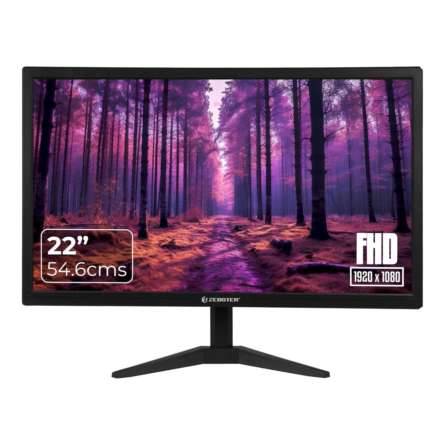 ZEBSTER GV222, 22 Inch (54.6cm) LED Monitor, Dual HDMI & VGA Input, FHD 1920 x 1080, 250 units Brightness, 300000:1 Dynamic Contrast Ratio, 16.7M Colors, 16:9 Aspect Ratio, Wall Mountable