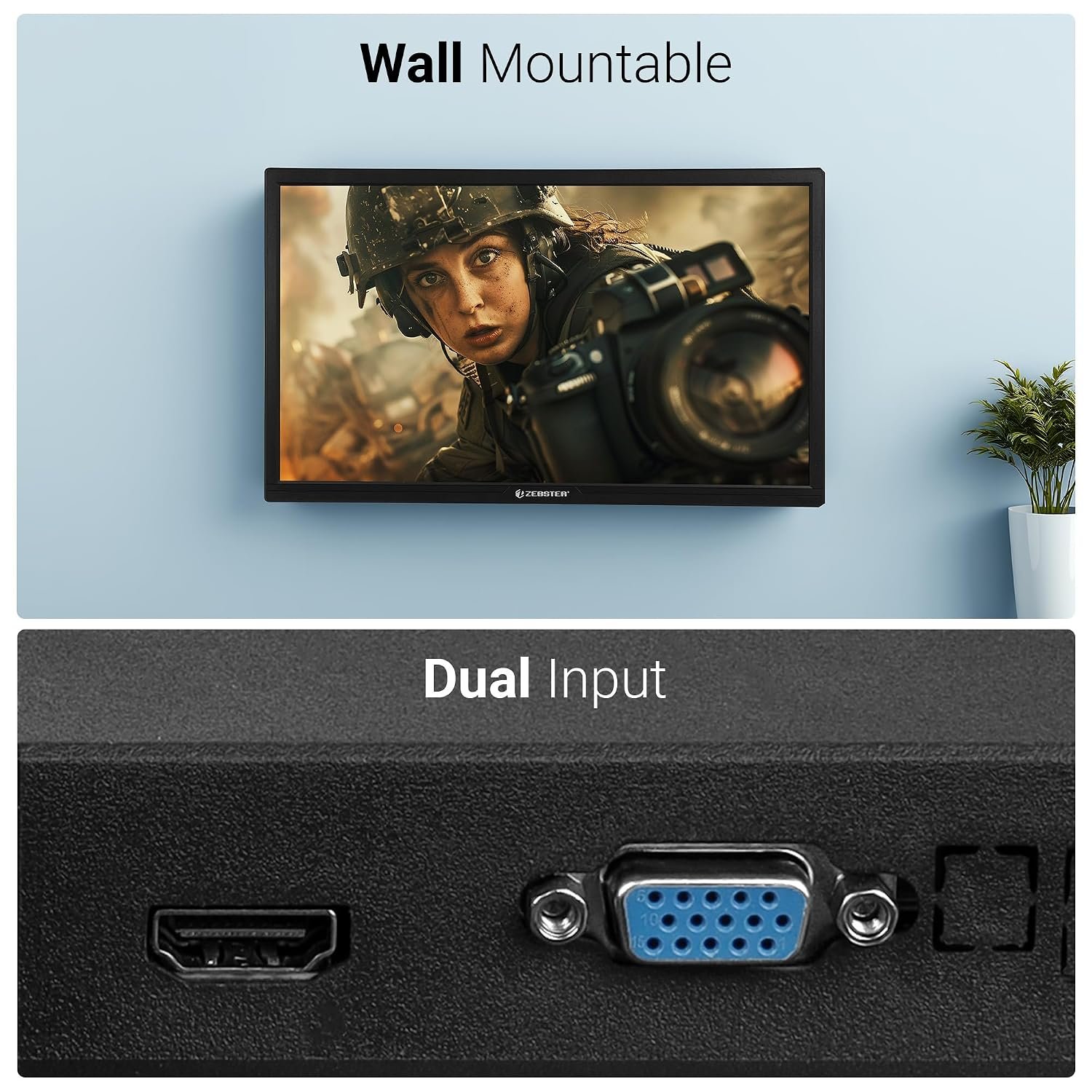 ZEBSTER GV222, 22 Inch (54.6cm) LED Monitor, Dual HDMI & VGA Input, FHD 1920 x 1080, 250 units Brightness, 300000:1 Dynamic Contrast Ratio, 16.7M Colors, 16:9 Aspect Ratio, Wall Mountable - Image 2